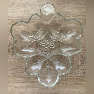 Vintage Glass Charcuterie Serving Dish with Leaf Pattern 🌀🌀🌀